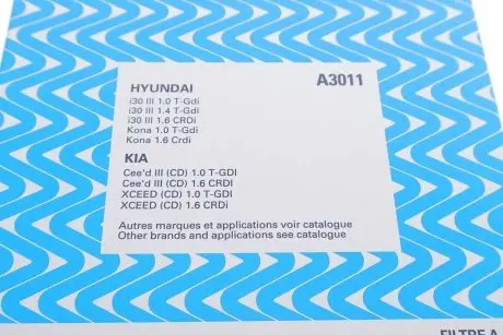 Фільтр повітряний Hyundai I30 1.4MPI/1.6 CRDi 16- PURFLUX A3011