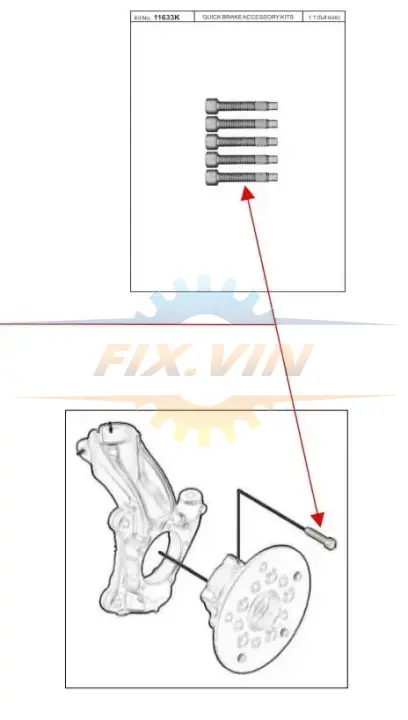 Комплект болтів маточини колеса Ford Transit Custom V363/Transit V 12- (К-кт 5 шт) QUICK BRAKE 11633K (фото 1)