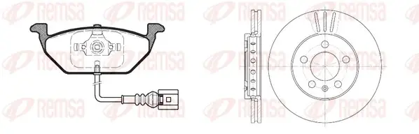 Комплект тормозной передн. AUDI A3 96-;SEAT TOLEDO 98-;SKODA FABIA 99-,OCTAVIA (пр-во) Колодки 0633.41 + 2 Диска 6545.10 REMSA 8633.10 (фото 1)