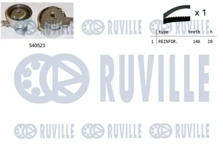К-кт ГРМ Opel Vectra 2.0 93-, Omega 2.0 8V, 2.0 16 RUVILLE 550088