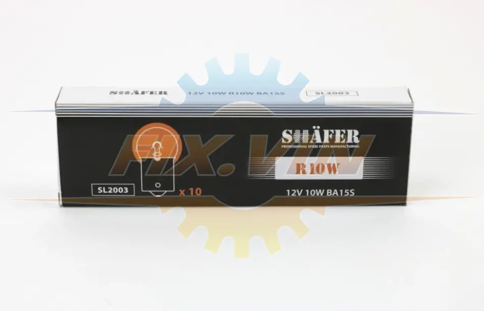 Лампа розжарювання 12V 10W R10W BA15S (картонна упаковка по 10шт) SHAFER SL2003 (фото 1)
