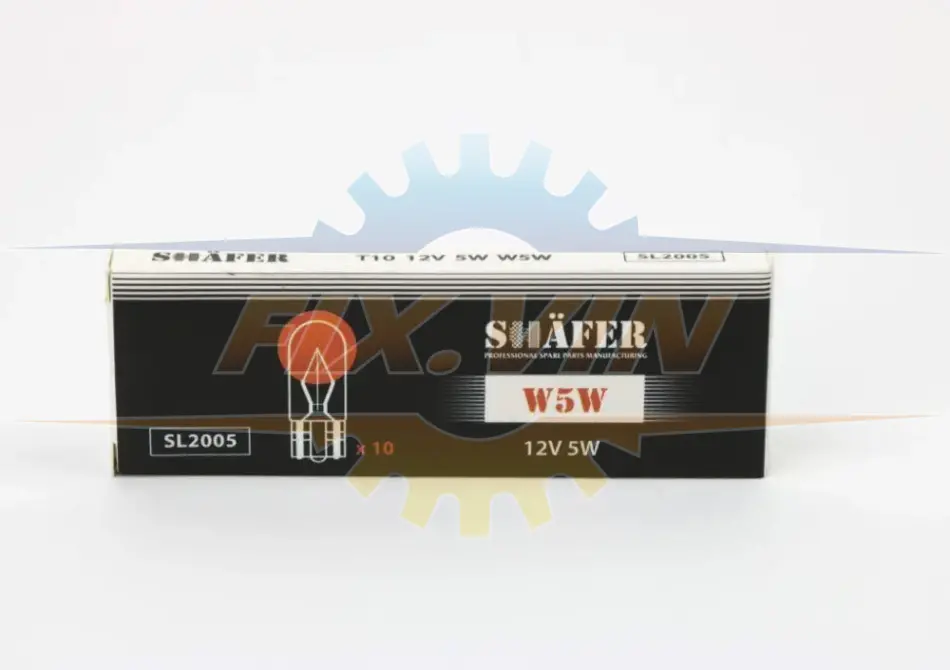 Лампа розжарювання 12V 5W W5W (картонна упаковка по 10шт) SHAFER SL2005 (фото 1)