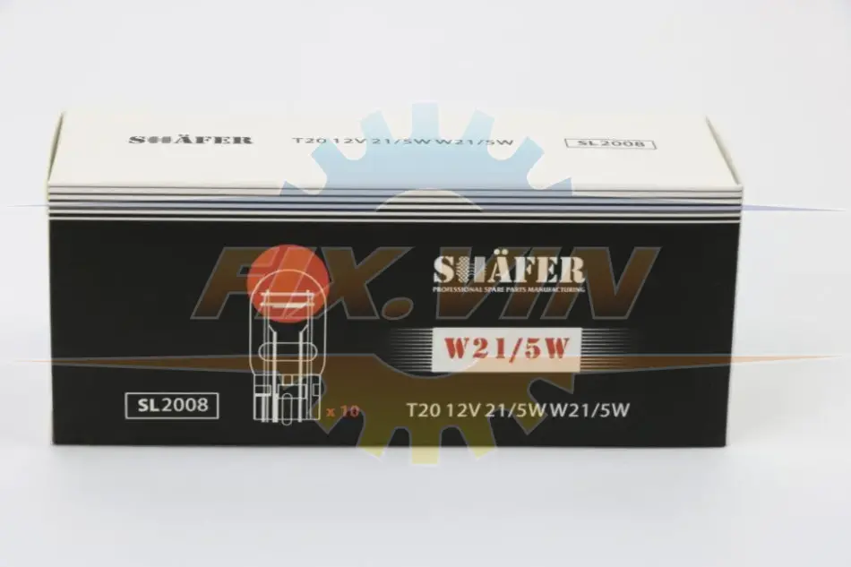 Лампа розжарювання 12V 21/5W W21/5W (картонна упаковка по 10шт) SHAFER SL2008 (фото 1)