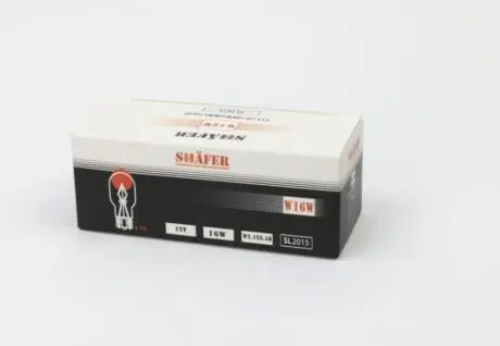 Лампа розжарювання 12V 16W W16W W2.1×9.5D (картонна упаковка по 10шт) SHAFER SL2015