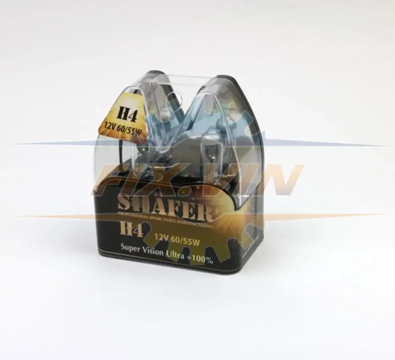 Лампа галогенова H4 12V60/55W Super Vision Ultra +100% (комплект, пластиковий бокс 2шт) SHAFER SL3004 (фото 1)