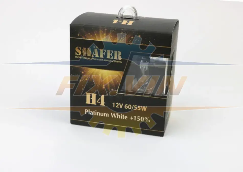Лампа галогенова H4 12V60/55W Platinum White +150% (комплект, картонний бокс 2шт) SHAFER SL3004P (фото 1)
