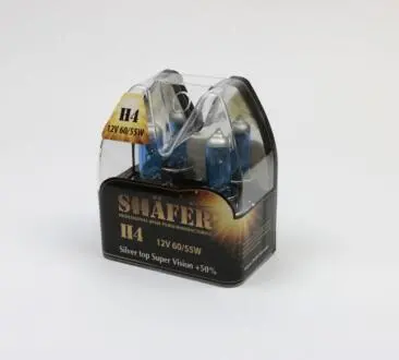 Лампа галогенова H4 12V60/55W Silver top Super Vision +50% (комплект, пластиковий бокс 2шт) SHAFER SL3004S