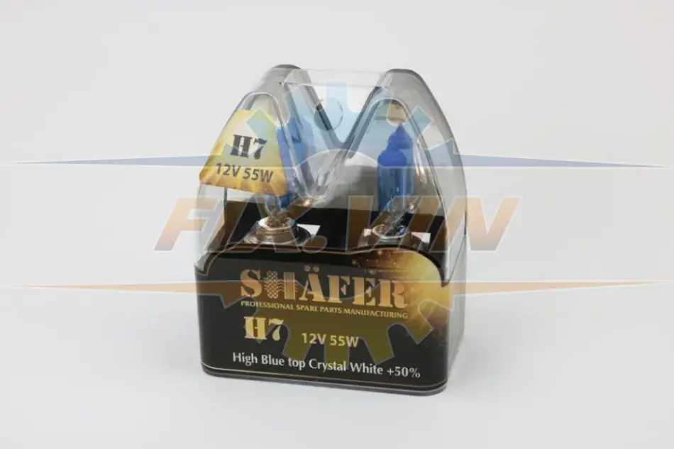 Лампа галогенова H7 12V55W High Blue top Crystal White +50% (комплект, пластиковий бокс 2шт) SHAFER SL3007C (фото 1)