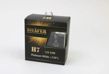 Лампа галогенова H7 12V55W Platinum White +150% (комплект, картонний бокс 2шт) SHAFER SL3007P