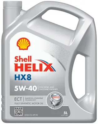 Олива моторна Helix HX8 ECT 5W-40 (Каністра 5л) Shell Helix HX8 ECT 5W-40 - повністю синтетична моторна олива преміум-класу, розроблена для забезпечення максимальної продуктивності та захисту двигуна в будь-яких умовах. Моторна олива Shell Hel SHELL 550046689 (фото 1)
