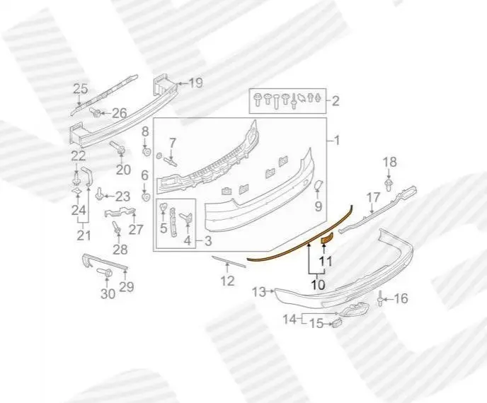 Молдінг бампера AUDI A8 (D4/F4), 11.13 - 18 Signeda PAD99005A (фото 1)