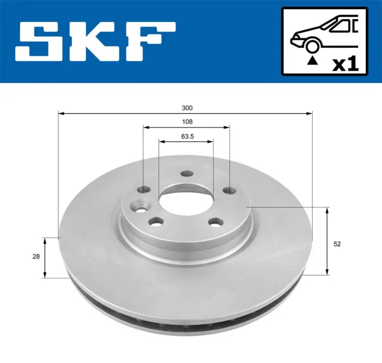 FORD гальмівний диск передн.Monder 07- S-Max 06- Kuga 08- Galaxy 06- SKF VKBD80056V1 (фото 1)