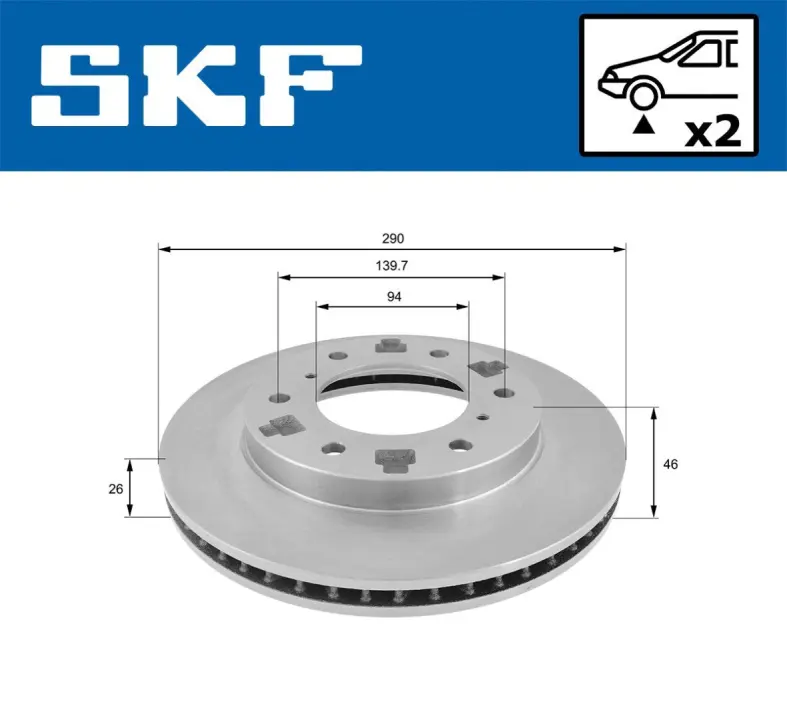 MITSUBISHI гальмівний диск передн. PAJERO 00- SKF VKBD80432V2 (фото 1)