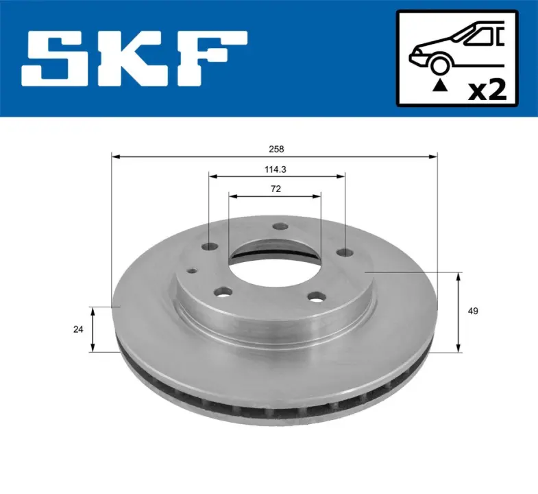 MAZDA Диск тормозной перед. (вентил.) Ford Probe,626, Premacy, Xedos 91- SKF VKBD80518V2 (фото 1)