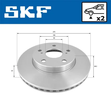 TOYOTA гальмівний диск передн. Auris 07- SKF VKBD80694V2