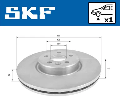 VOLVO диск гальм. передн. S60 -18 SKF VKBD80786V1