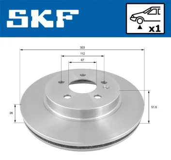 DB диск гальмівний передн. (вентил.) W163 SKF VKBD80814V1