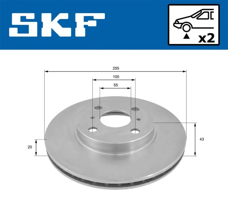 TOYOTA гальмівний диск передн.Yaris 00-05 SKF VKBD80839V2 (фото 1)