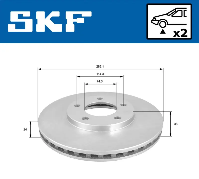 CHRYSLER гальмівний диск передн. Voyager -04 SKF VKBD80906V2 (фото 1)