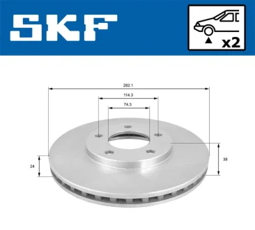 CHRYSLER гальмівний диск передн. Voyager -04 SKF VKBD80906V2