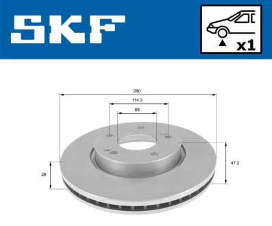 HYUNDAI гальмівний диск перед.Coupe,i30,Tucson,Kia Carens II,III,Cerato,Magentis,Soul,Ceed,Sportage SKF VKBD81089V1
