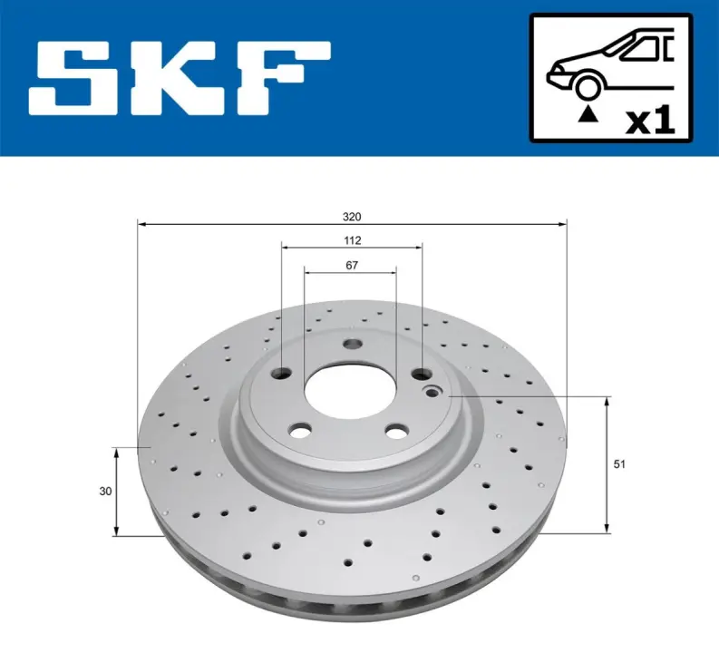 DB диск гальм. передн A-CLASS (W176) A 220 4-matic (176.047) 14-18 SKF VKBD81120V1 (фото 1)