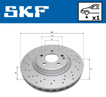 DB диск гальм. передн A-CLASS (W176) A 220 4-matic (176.047) 14-18 SKF VKBD81120V1