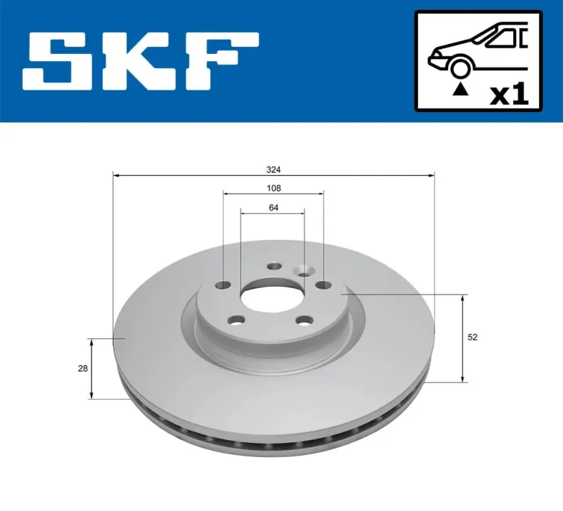VOLVO Гальмівний диск передн. XC60 I SKF VKBD81335V1 (фото 1)