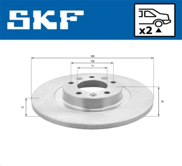 CITROEN Задній гальмівний диск CITROEN C4 GRAND PICASSO SKF VKBD90155S2