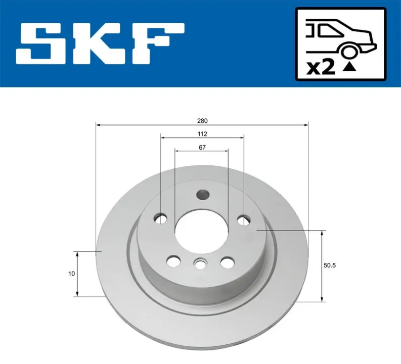 BMW диск гальмівний задній X1/F48 SKF VKBD90224S2 (фото 1)