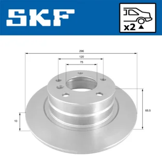 BMW диск гальмівний задн. 1-serie (E81/87), 3-serie (E90) SKF VKBD90237S2