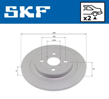 TOYOTA гальмівний диск задн.Yaris 05- SKF VKBD90260S2