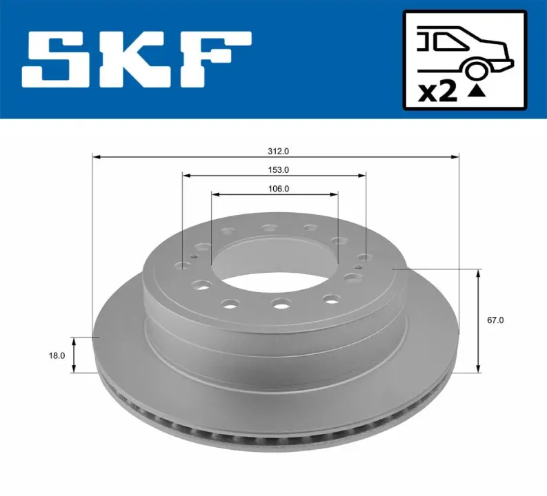 TOYOTA диск гальм. задн. Land Cruiser 04- SKF VKBD90272V2 (фото 1)