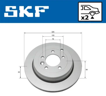 LANDROVER диск гальм. задн.Discovery 04- SKF VKBD90316V2