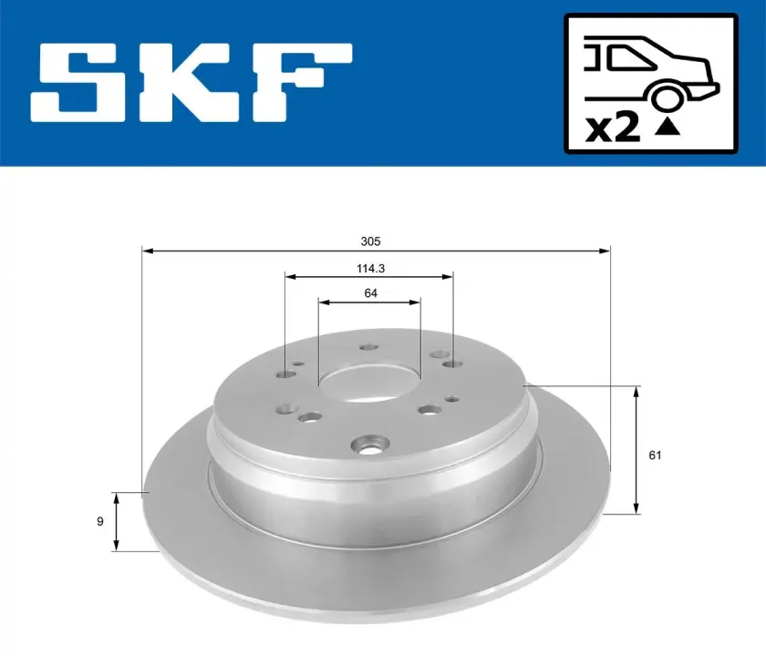 HONDA гальмівний диск задній CR-V SKF VKBD90325S2 (фото 1)
