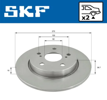 TOYOTA диск гальмівний задн. Auris 07-. SKF VKBD90330S2