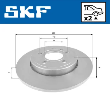 AUDI диск гальмівний задній A4 00- SKF VKBD90350S2
