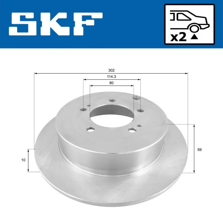 MITSUBISHI гальмівний диск задн. Outlander, Citroen C-Crosser SKF VKBD90373S2 (фото 1)