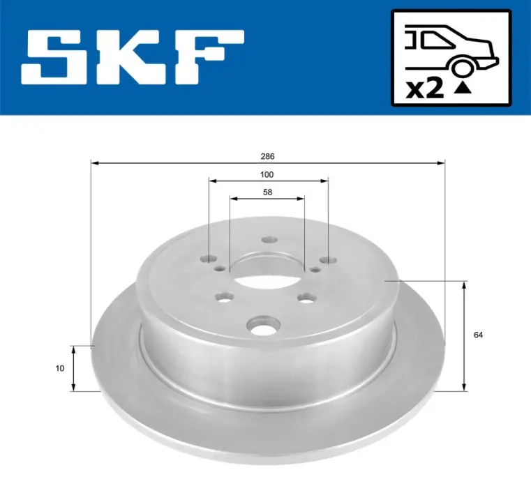 SUBARU диск гальмівний задн. Legacy 09- SKF VKBD90376S2 (фото 1)