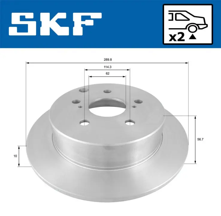 TOYOTA гальмівний диск передн. Supra SKF VKBD90391S2 (фото 1)