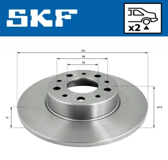 FIAT диск гальм. задн. 500L 12- SKF VKBD90392S2