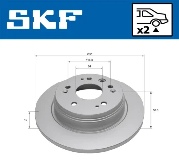HONDA диск гальм. задній FR-V 04- SKF VKBD90413S2