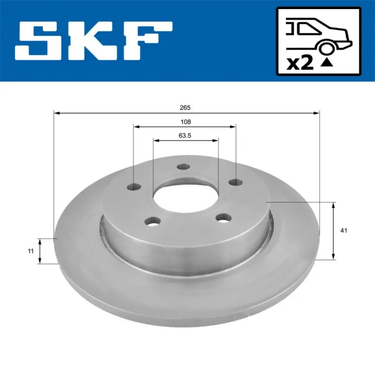 FORD диск гальм. задн. Focus C-MAX 03- SKF VKBD90417S2 (фото 1)
