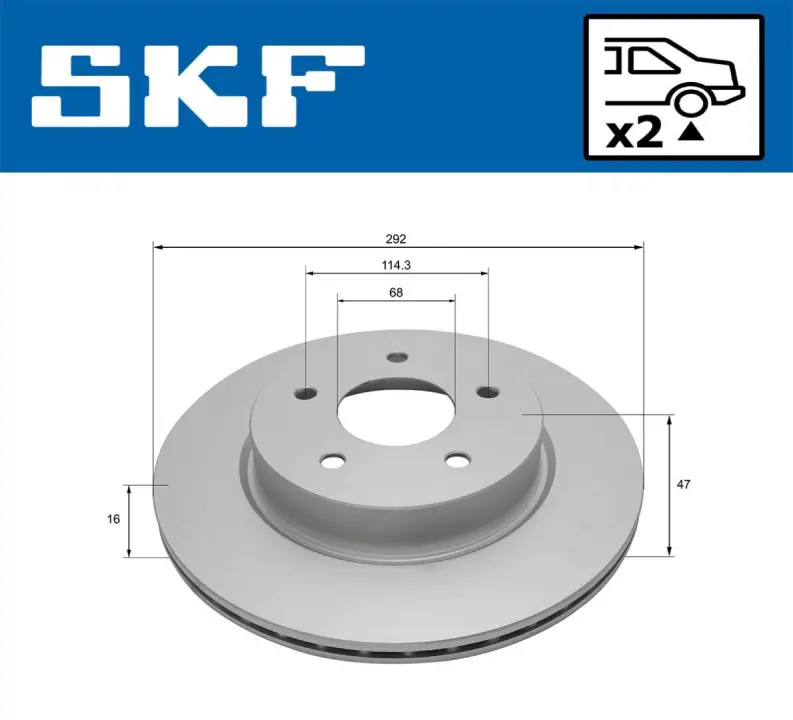 NISSAN гальмівний диск задн. X-TRAIL 14-, RENAULT KOLEOS II SKF VKBD90424V2 (фото 1)
