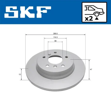 NISSAN гальмівний диск задн.Qashqai 13- SKF VKBD90457S2