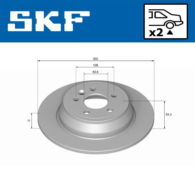 LAND ROVER диск гальм. задній Freelander 2,0-2,2 -14 SKF VKBD90470S2 (фото 1)