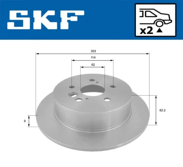 TOYOTA диск гальмів.задн.Rav 4 II 00- SKF VKBD90473S2