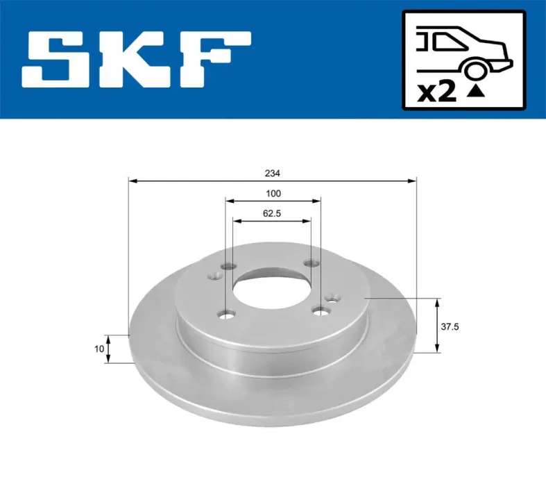 KIA диск гальмівний задн.Picanto SKF VKBD90474S2 (фото 1)
