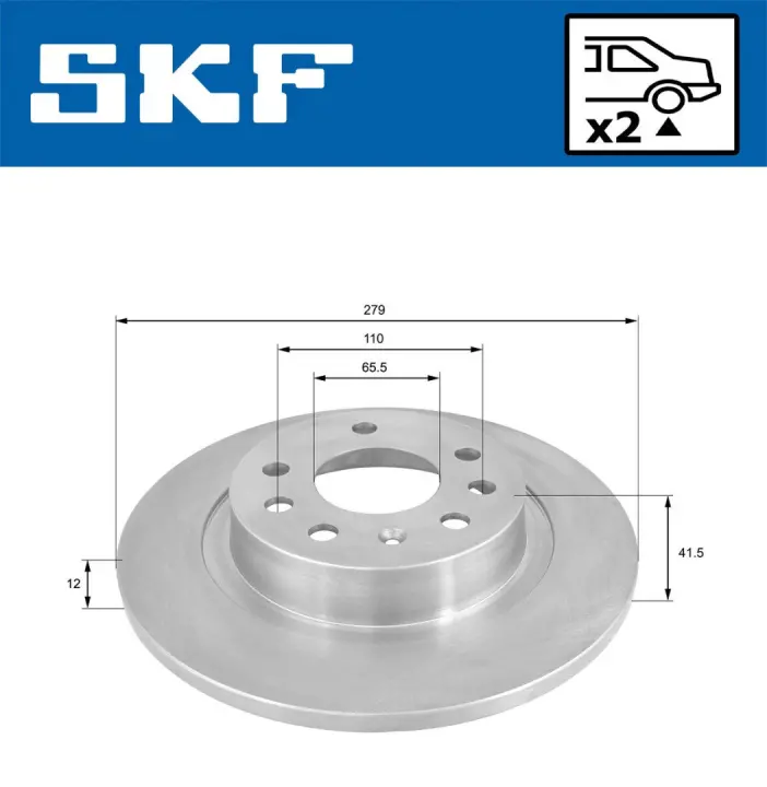 Диск гальм. задн. Opel Vectra 01- SKF VKBD90509S2 (фото 1)