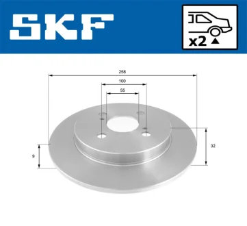 TOYOTA Гальмівний диск YARIS 1.8 VVTi 07-11, ASTON MARTIN CYGNET 1.3 11-13 SKF VKBD90903S2